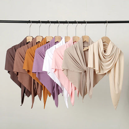 New Triangle Jersey Hijab Scarf For Women Muslim Shawls Headscarf Wraps Solid Color Scarves Head Wrap Islamic Turban Headband