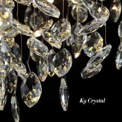 Modern Chrome Crystal Ceiling Chandelier Round Branch Crystal Chandeliers For Dining Living Room Bedroom Kitchen Fixture