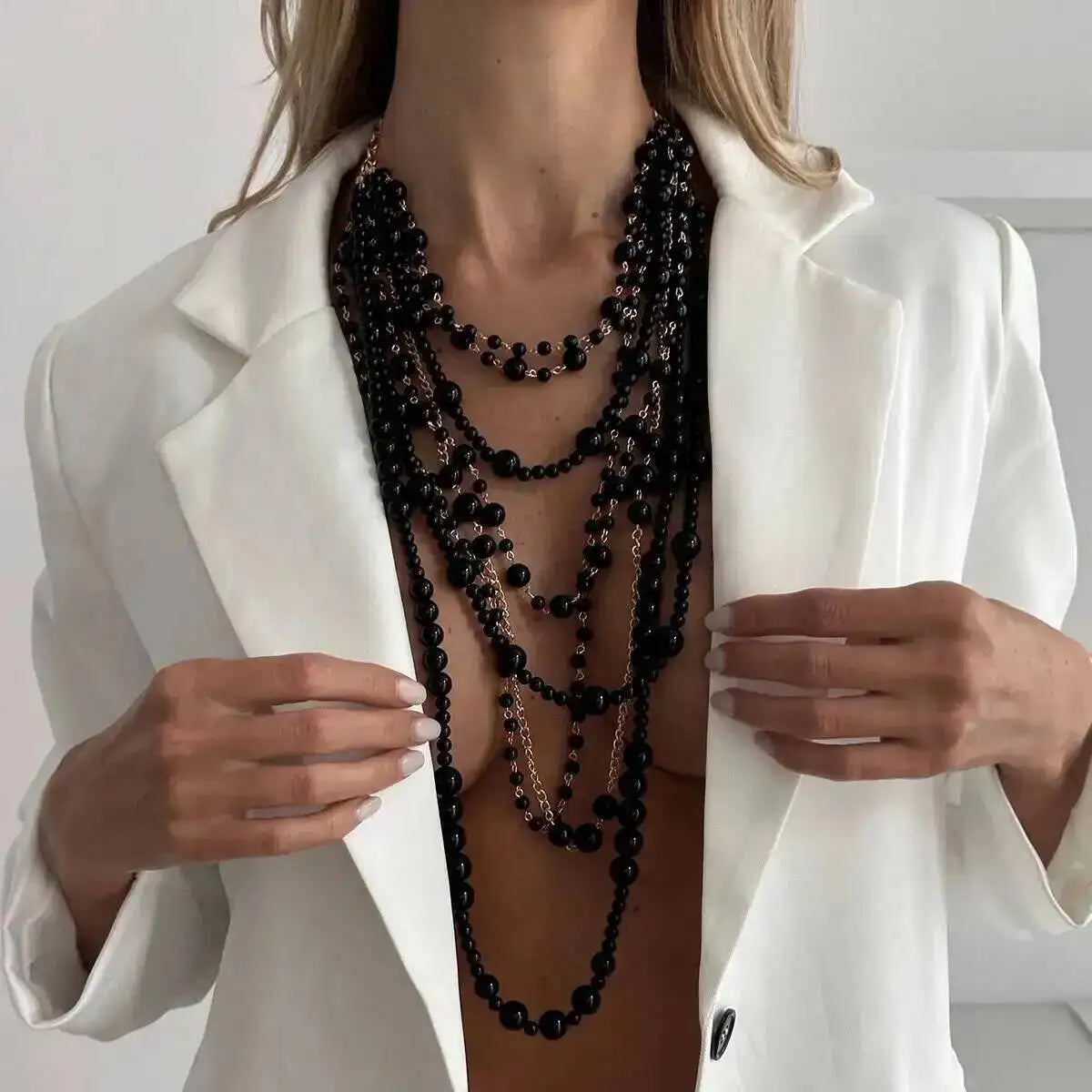 KunJoe Luxury Multilayer Imitation Pearl Long Tassel Necklace for Women Bridal Elegant Pendant Sweater Chain Wedding Jewelry New