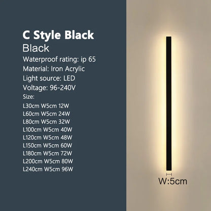 Outdoor Waterproof Wall Lamp LED Strip Background Wall Lamp Stair Garden Lamp Living Room Bedroom Bedside IP65 Wall Lights