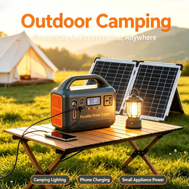 400W Portable Charging Station 220V192Wh LiFePO4 Outdoor Power Supply, Supports Solar Charging, Suitable for Household Energy