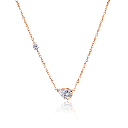 KNOBSPIN 2.35 CT Pear Cut All Moissanite Necklaces for Women D VVS1 Lab Diamond 2 Gems Pendant 100% 925 Sterling Silver Necklace