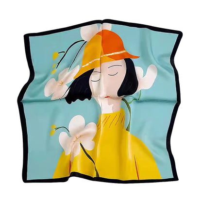 100% Pure Mulberry Silk Women Square Scarf Prints Headband Neckerchief Luxury Female Hair Ornament Female Bandana Scarves 53CM