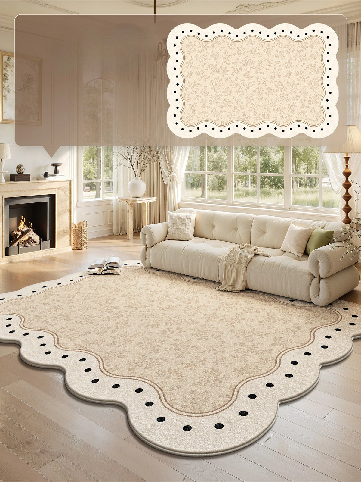 Cream Style Rugs for Bedroom Large Area Living Room Decoration Plush Carpet Irregular Thick Lounge Floor Mat Fluffy Soft Rug