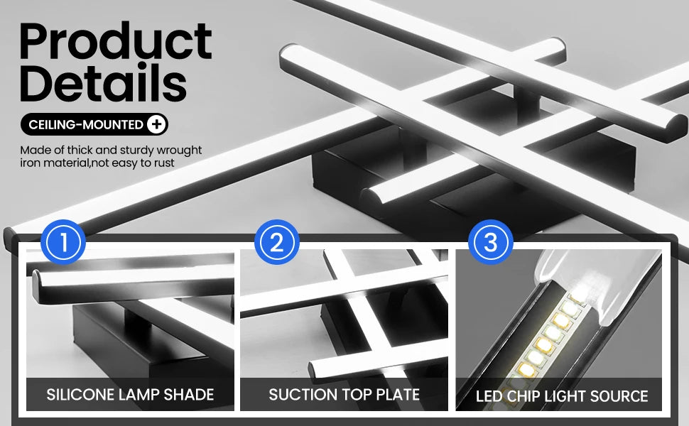 New Modern Led Ceiling Lights Black Ceiling Lamp for Living Room Bedroom Studyroom Led Lights for Room Ceiling Light Fixtures