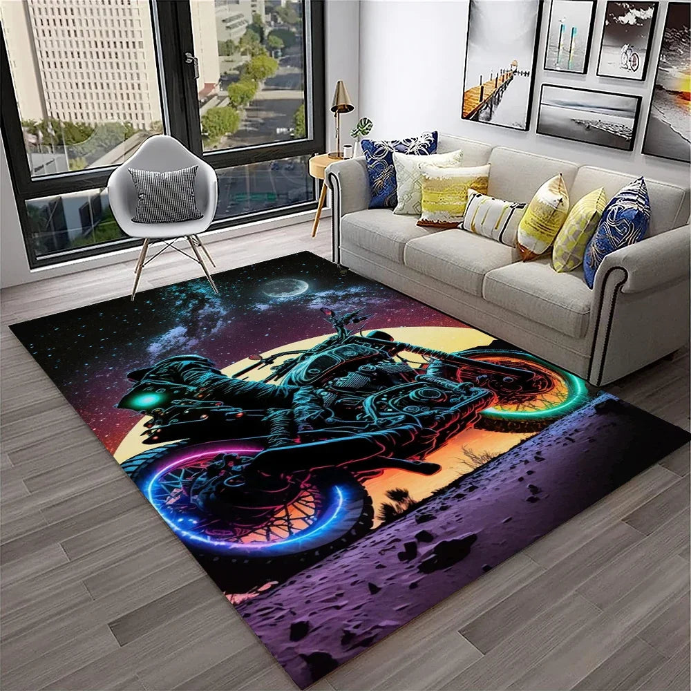 Off Road Motorcycle Racing Moto Carpet Rug for Home Living Room Bedroom Sofa Doormat Decor,Kid Play Area Rug Non-slip Floor Mat