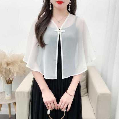Summer Women's Sun Protection Clothing Super Thin Small Coat New Chiffon Shawl Tops Breathable Sunscreen Cardigan Chiffon Shawls