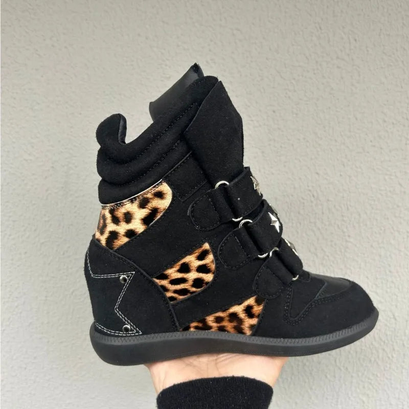 New Women Shoes Luxury Genuine Leather Ankle Boots for Woman Fashion Leopard Print Sports Casual Shoe Designer Shoes Botas Mujer