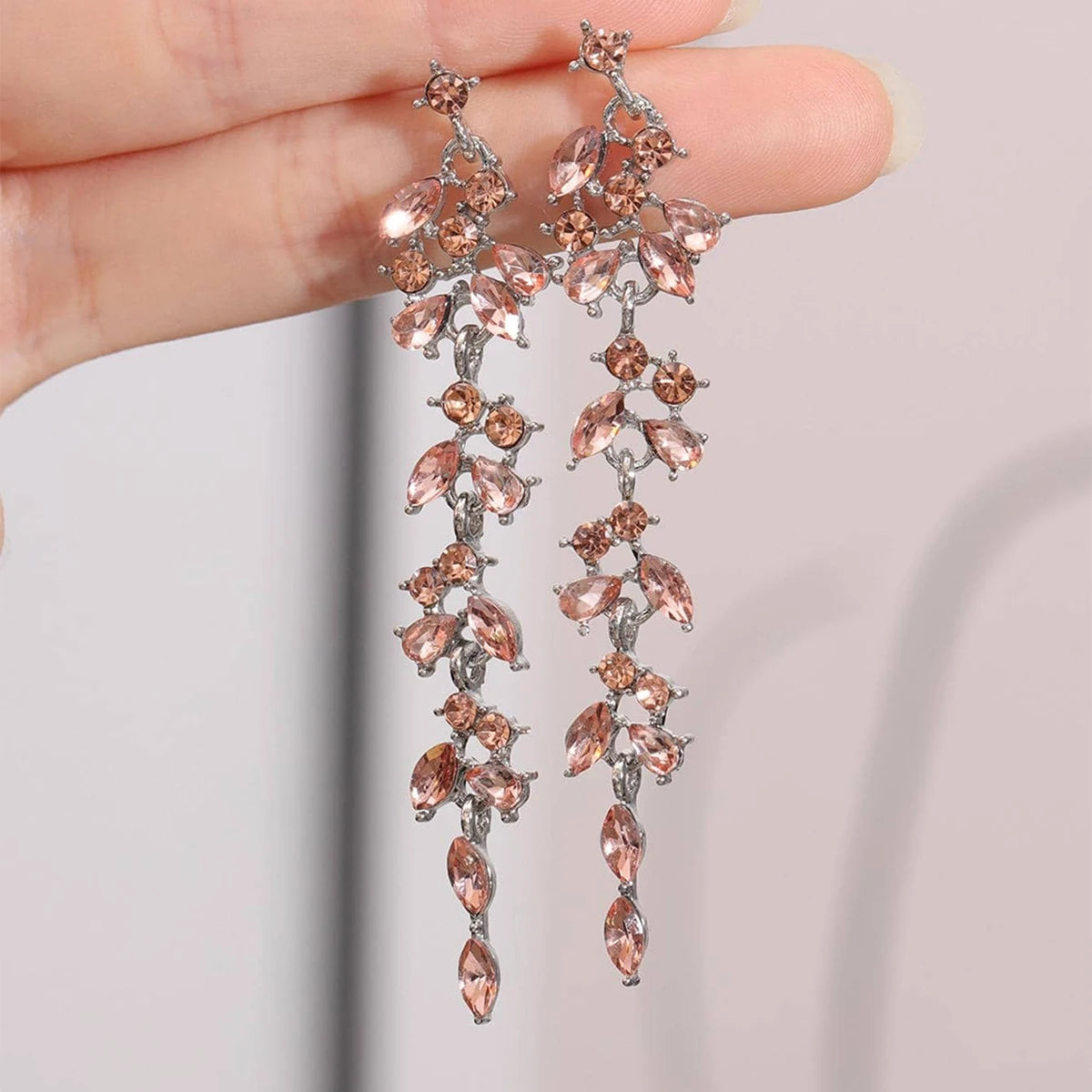 2 Pieces Of Women's Wheat Ear Long Tassel Full Diamond Earrings With A Retro Style, Popular On The Internet-4340