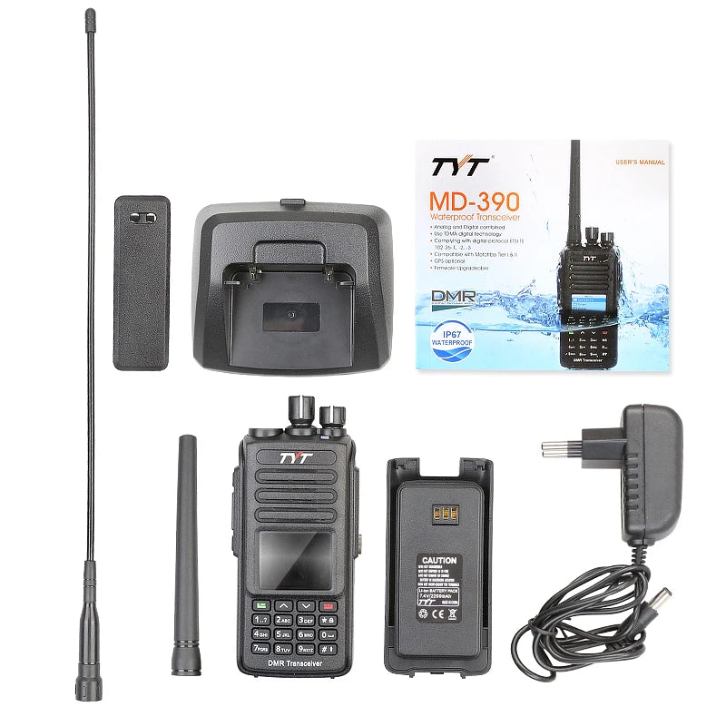 Tyt Dmr Md-Uv390Plus Digital Walkie Talkie Long Range 10W Vhf Uhf Sms Dual Band Waterproof Ham Radio Gps Aprs Aes256
