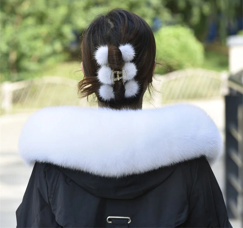 100% Real Fox Fur Collar Winter removable fur Hood Trims Warm Furry Decor Shawls for Coat Parkas Luxury Female fur Scarf