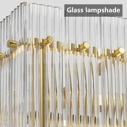 Modern Rectangular Crystal Glass Chandelier, 10-Lights Glod Chandelier Lighting Contemporary Pendant Ceiling Light Fixture