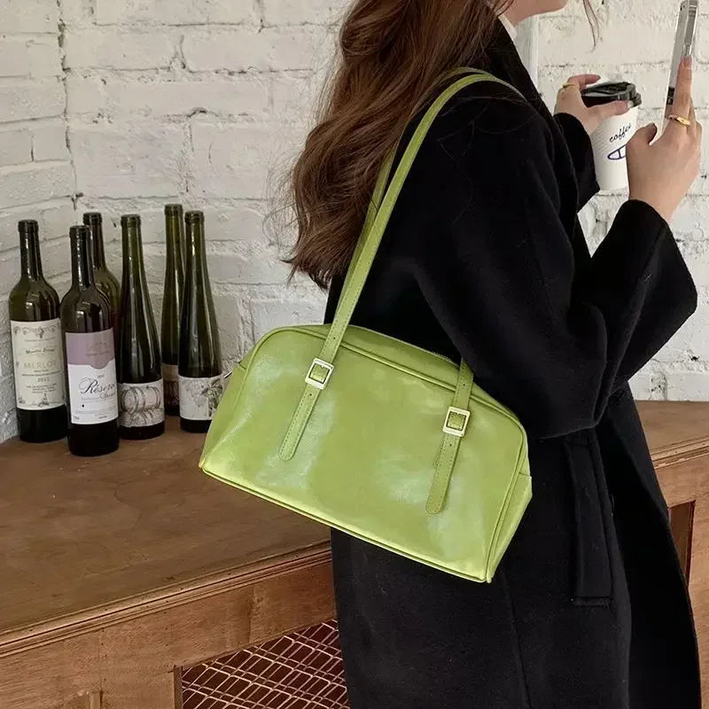 2026 Luxury Designer Handbags Pure Color Causal Bag Big Capacity Pillow Underarm Bag Green Commuter Shoulder Bags for Women