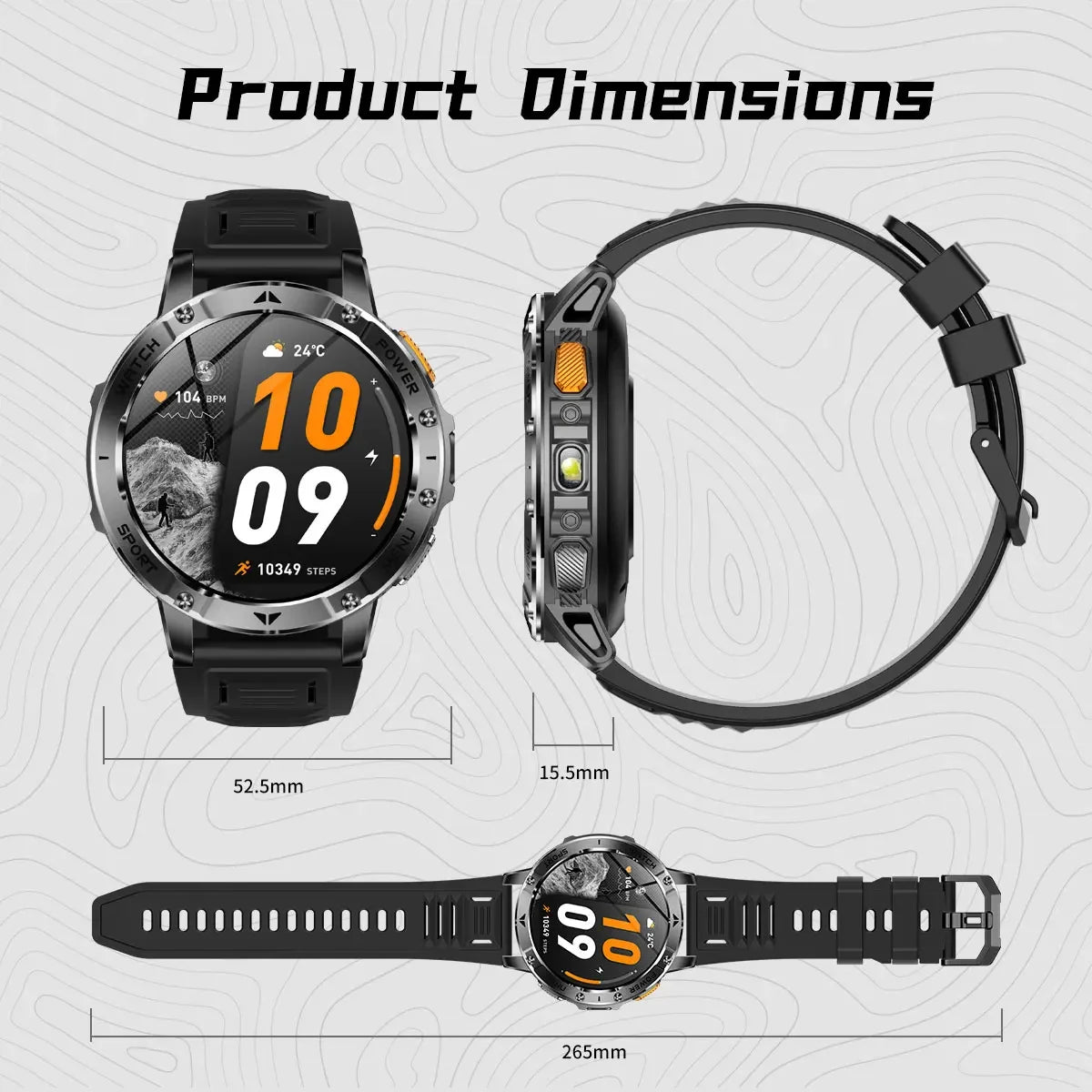 TANK Ultra Outdoor Smartwatch 1400mAh Battery Military Watches Waterproof Two-color Tactical LED Flashlight Men Sports Bracelet