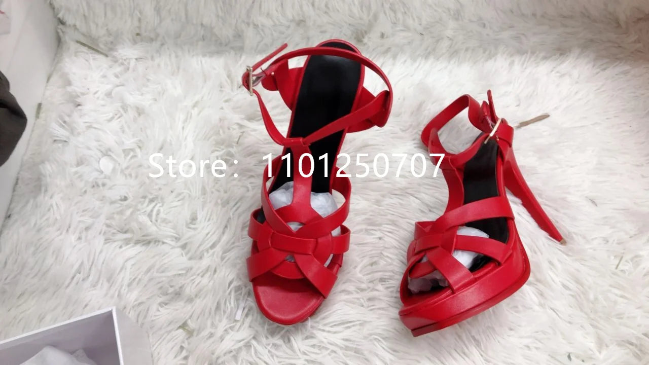 Luxury Style Women Sandals Summer Platform Women High Heels 14CM Open Toe Spike Heels Dressing Shoes Brand