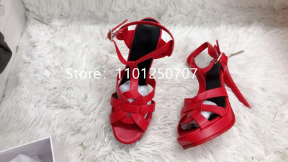 Luxury Style Women Sandals Summer Platform Women High Heels 14CM Open Toe Spike Heels Dressing Shoes Brand