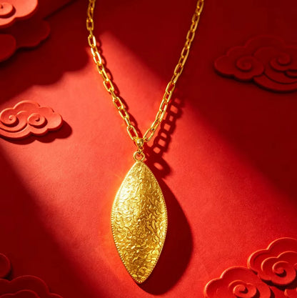 Luxury 18K white Solid Platinum PT950 leaf-shaped necklace women's Chinese style retro high-end clavicle chain
