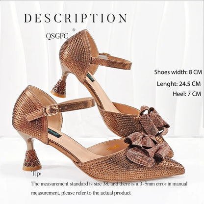 Queena Yan Spot Goods Nigeria High Quality Heels Pumps And Bag Handmade Flowers Fashion Design For Nigeria Wedding Party