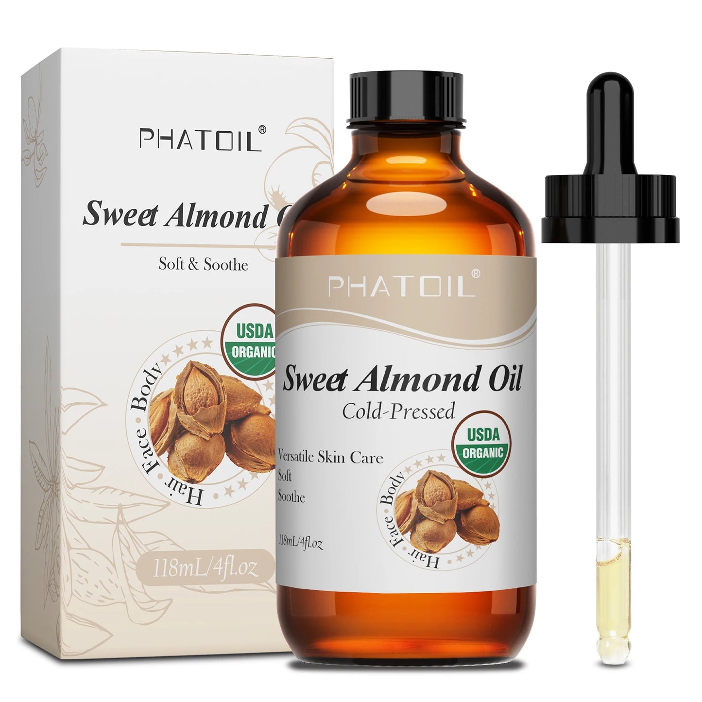 PHATOIL 118ml Moroccan Argan Oil Jojoba Oil For Skin & Hair Care Cold Pressed USDA 100% Pure Carrier Oils Body Massage Oils