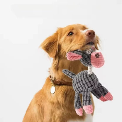 Interactive Cotton Rope Donkey Toy Grey/Brown Plush Sound Pet Training Game for Kittens And Dogs Creative Bite And Play Activity
