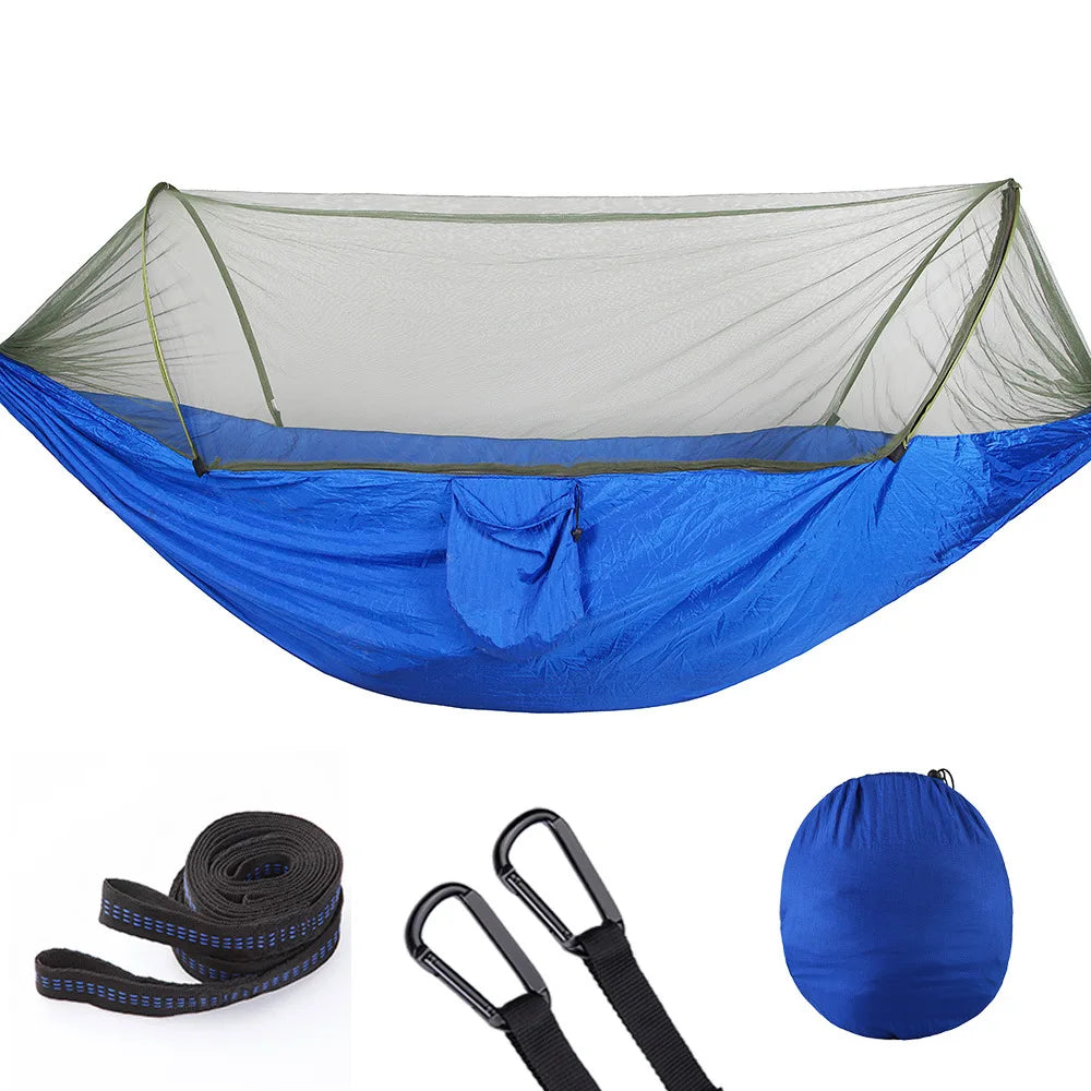 Outdoor Double Hammock with Mosquito Net Lightweight Portable Anti Bug Hammock Fast Install for Camping Hiking Travel Backyard