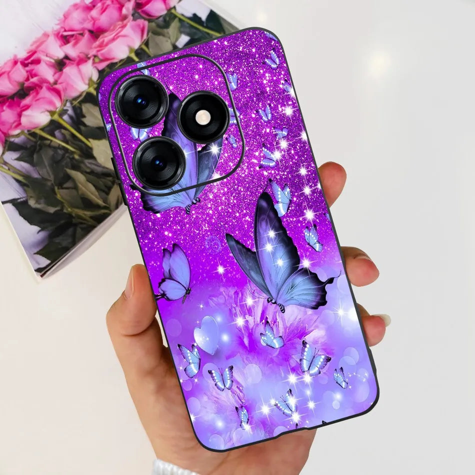 Phone Case For Tecno Spark 10 10C 2023 Fashion Flower Cat Butterfly Soft Silicone TPU Cases For Tecno Spark10 Spark10c KI5q KI5k