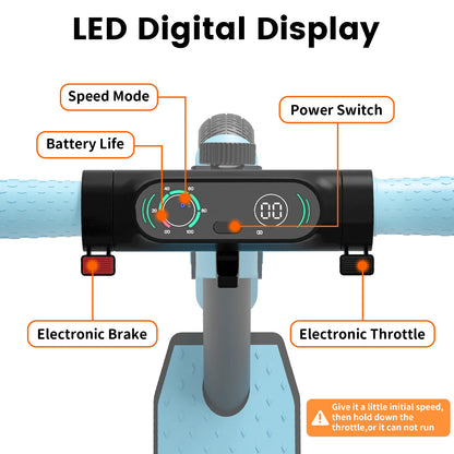 Electric Scooter for Kids Age 6-14, 130W Motor, Kick-Start Boost Scooter 8.7 Mph Speed, Foldable, Deck Lights & Dual Braking System