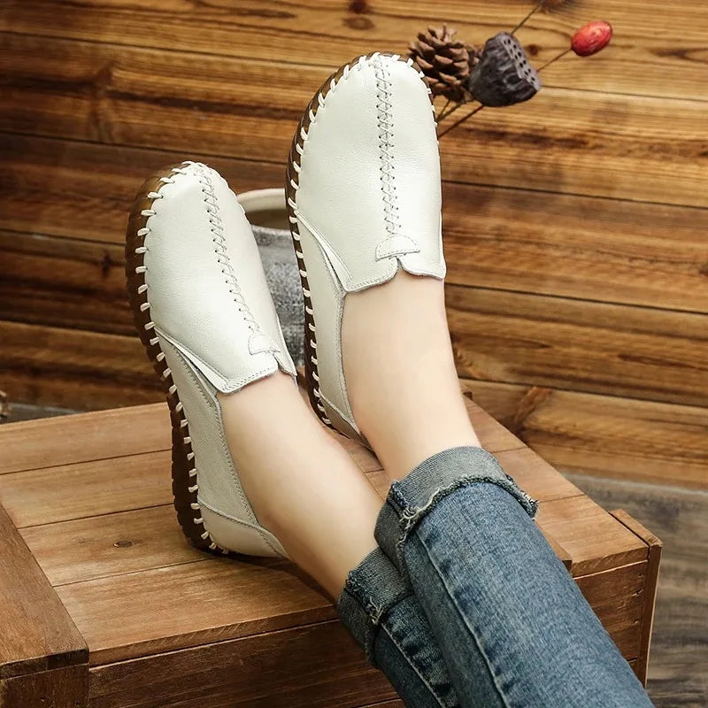 French Retro Split Toe Ballet Flats Women Red Woven Detail Tabi Slip On Shoe Woman Faux Leather Moccasin Daily Work Office Flats