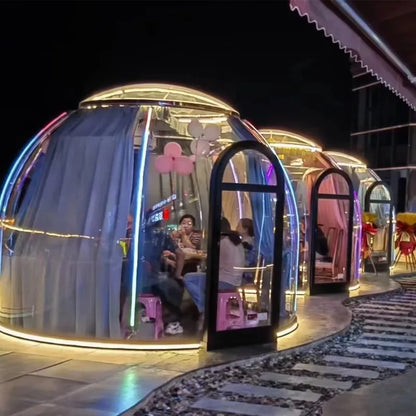 6-8 Person Inflatable Geodesic Bubble Dome Tent, Portable Foldable Igloo House for Outdoor Glamping Resort Party and Event Use