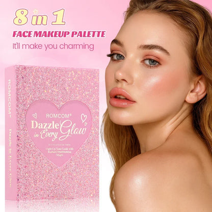 All-in-One 5-Page Makeup Magic Book: Full Kit with Multi-Shade Eyeshadow, Blush, Highlighter, Contour & Glossy Lip Gloss