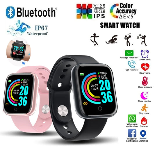 Y68 Color Screen Pedometers Sport Watches Bracelets D20 Heart Rate Blood Pressure Fitness Smart Wristband For Children Men Women