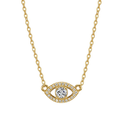 Rinntin 925 Sterling Silver Evil Eye Moissanite Necklace Minimalist Lucky Protection Pendant Jewelry Gift for Women MON24