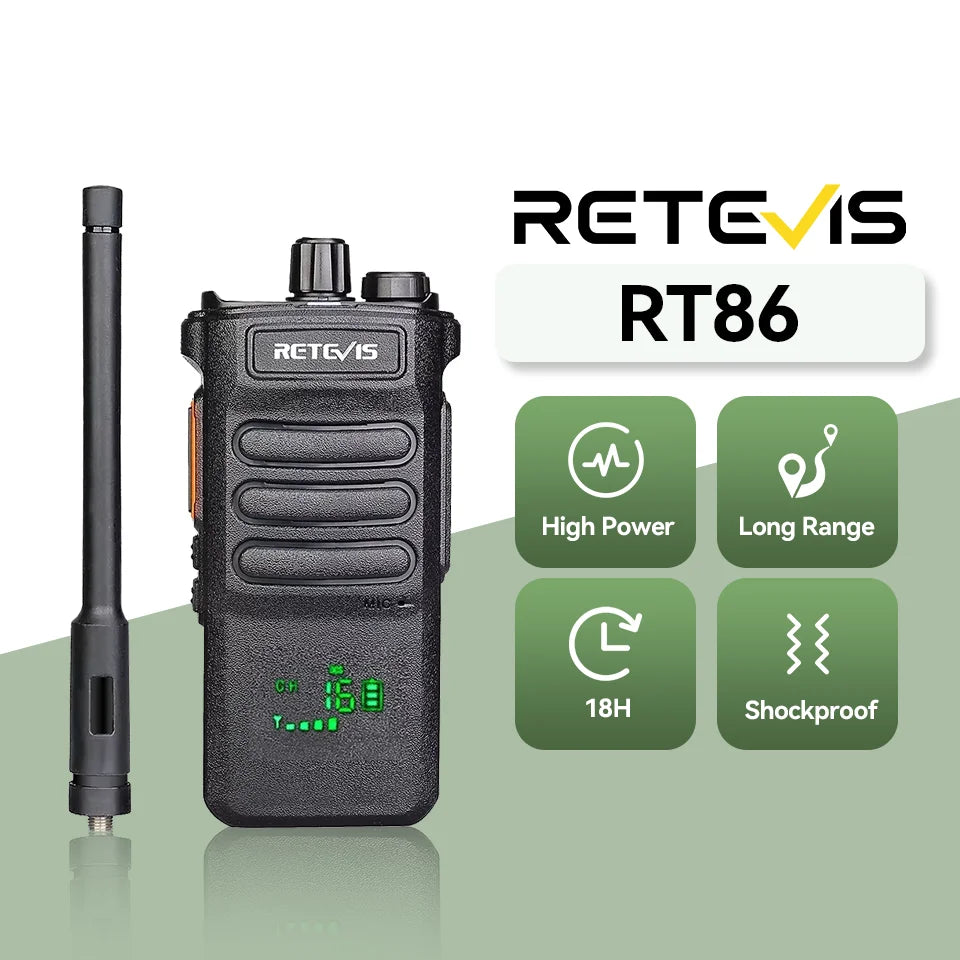Retevis RT86 Walkie Talkie Professional Two Way Radio Long Range Type-C Communication Radio for Outdoor Business Farm