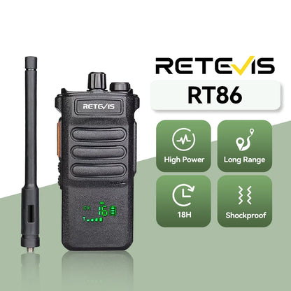 Retevis RT86 Walkie Talkie Professional Two Way Radio Long Range Type-C Communication Radio for Outdoor Business Farm