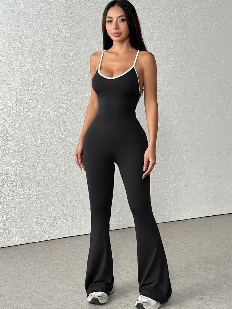 Women's Jumpsuits Streetwear Fashion Summer New Casual Slim Clothing Solid Sexy Sling Backless Elegant Female Jumpsuits Clothing