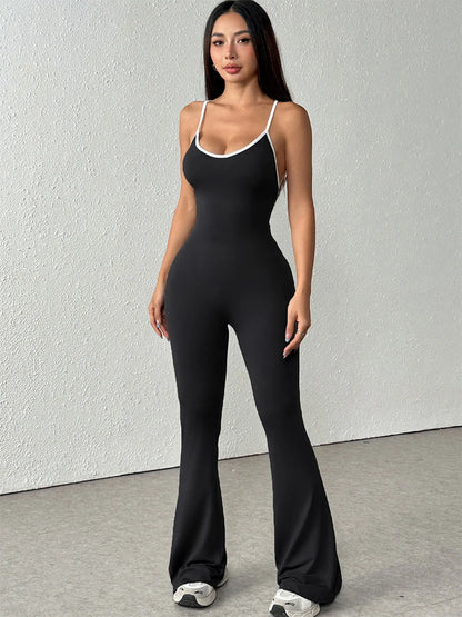 Women's Jumpsuits Streetwear Fashion Summer New Casual Slim Clothing Solid Sexy Sling Backless Elegant Female Jumpsuits Clothing