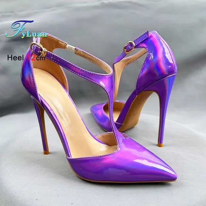 Purple Sandals With Heels For Woman Luxury Party Elegant Dress Shoes Summer Pointy Toe Sexy Sandals Lady 8CM 10CM 12CM Stilettos