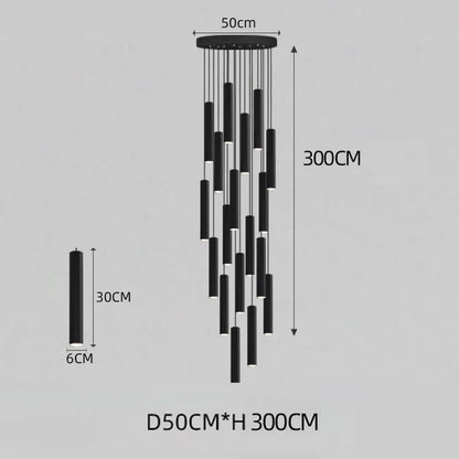 Modern LED Staircase Ceiling Chandelier Black Nordic Simple Indoor Lighting Fixture New Creative Design Island Long Hanging Lamp