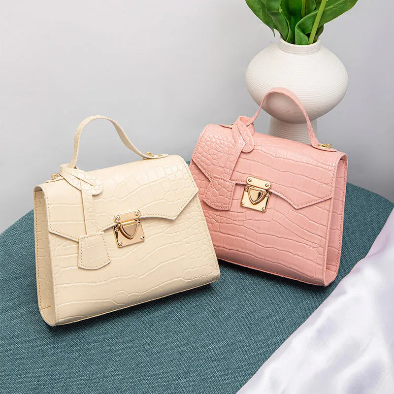 Chic Crocodile Small Tote Bag Ladies Handbag Vintage Square Bag Stylish Chain Shoulder Crossbody Bags Daily Use Phone Coin Purse