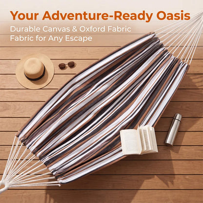 Collapsible Steel-Frame Striped Hammock—Outdoor/Indoor Hammock with a Sturdy Steel Frame, Perfect for Camping, Patios, Balconies, and Backyards—Portable Hammock, Hammock with Stand, Bedroom Hammock, Living Room Hammock, P