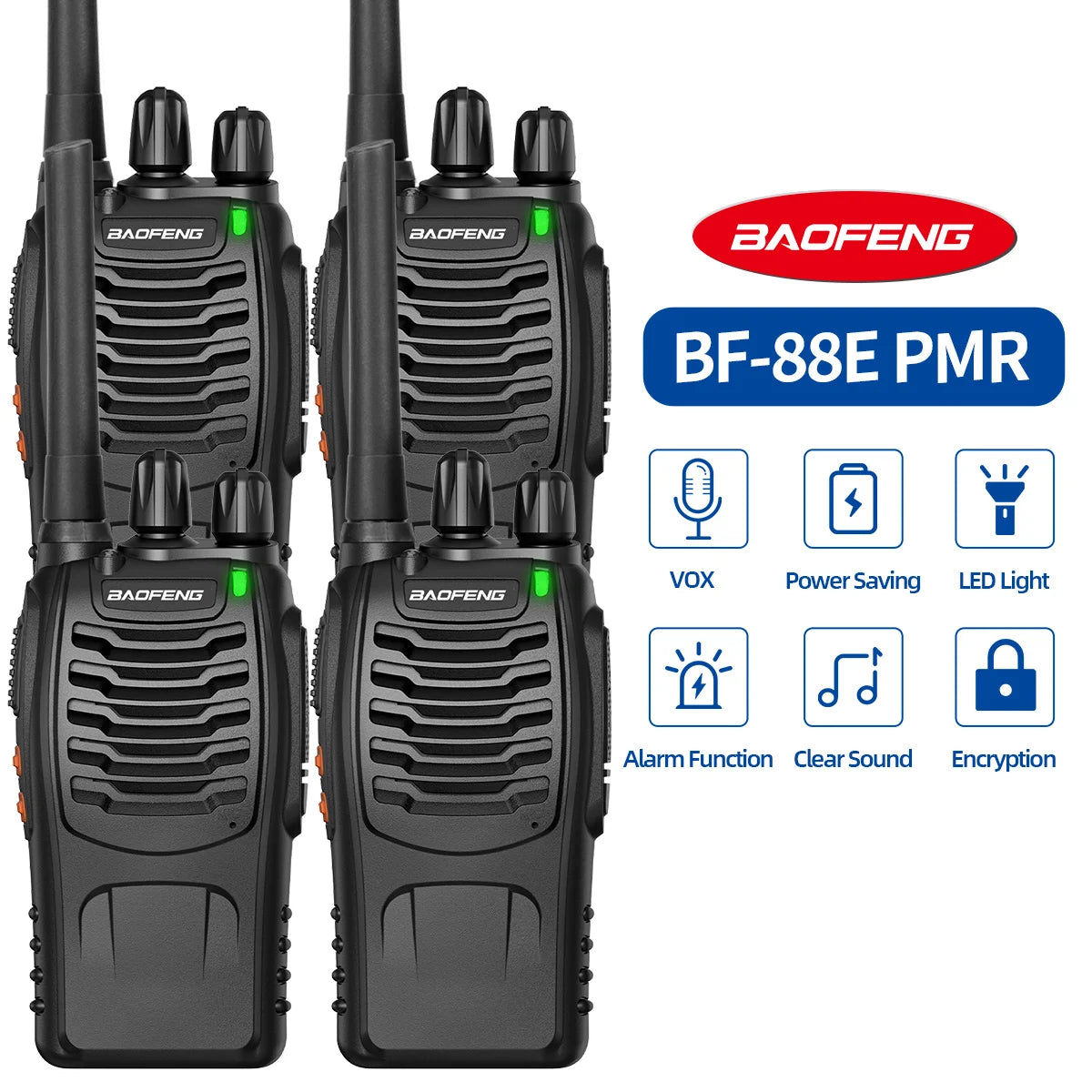 4/6PCS Baofeng BF-88E PMR446 Walkie Talkie Wireless Copy Frequency Long Range UHF 400-470MHz Ham Radio For Hunting Travelling