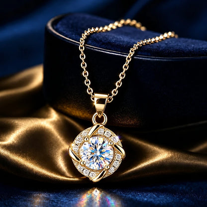 Women's Moissanite Pendant Necklace D Color VVS1 Halo Design S925 Silver Jewelry with GRA Certificate Wedding Birthday Gift