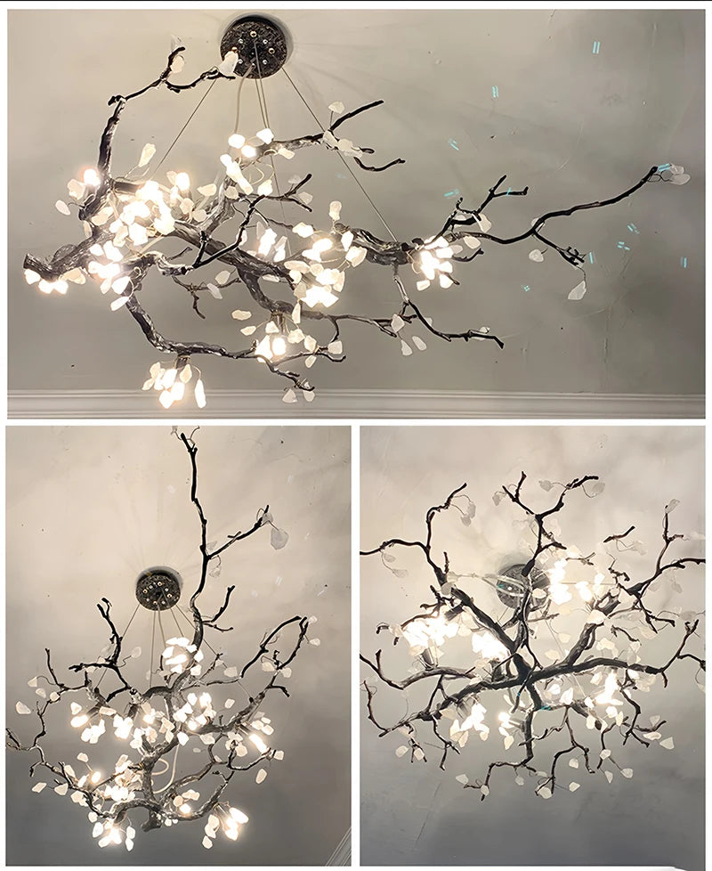 New All Copper LED Creative Branch Chandelier for Living Room, Dining Room Decoration, Lighting Fixtures, and Lobby Lighting