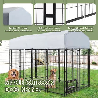 8x4x6 FT Outdoor Dog Kennel,UV Resistant Waterproof Pet House Enclosure,Cage for Large Dogs,Outside Use, Custom