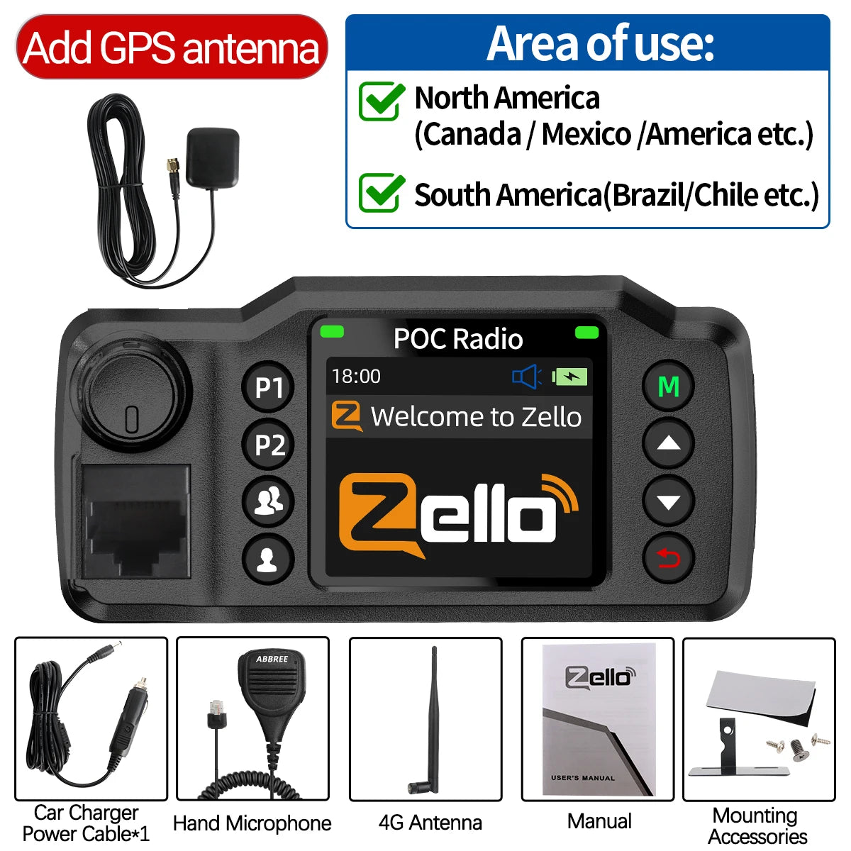 ABBREE GP-8900 PLUS Global POC Network Mini Mobile Radio Zello GPS Android Bluetooth WiFi Unlimited distance 4G/3G/2G Car Radio