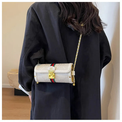 Luxury Brand Women's Evening Messenger Handbag Cylinder Shoulder Bag High-End Designer Stylish Fashion Accessory for Girls