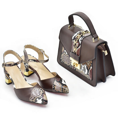 New Arrival Leopard Shoes and Bag Set  for Women Bride Shoes and Bag for Party Wedding Patent Leather Shoes for Women Sandals