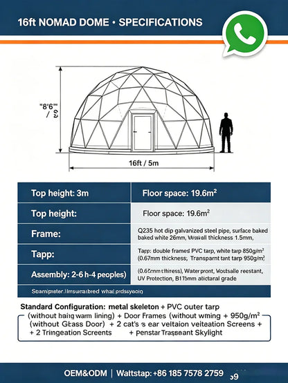 Geodesic Dome Tent, Panoramic View Round Windproof Glamping Shelter for Resort Hotel, Outdoor Campsite Holiday Accommodation