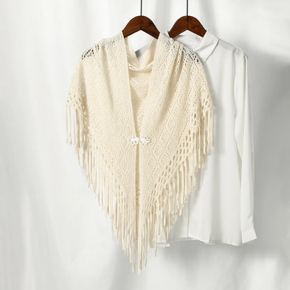 Hot Sale Knitted Cotton Tassels Shawls Scarf Woman Soft High Quality Wraps Ladies Travel Beach Cape Femme Hollow Fashion Scarves