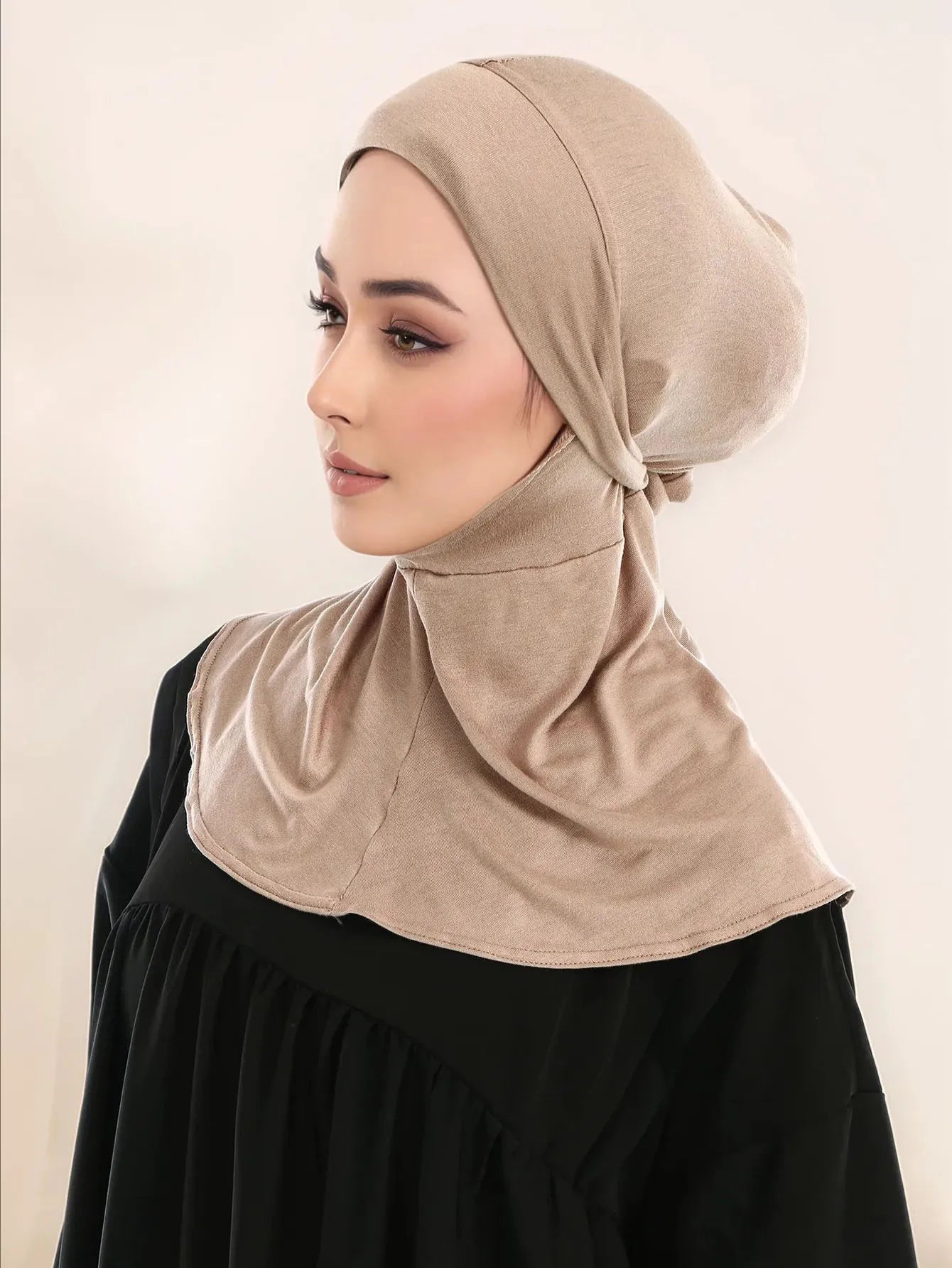 Balaclava Inner Hijabs Women Solid Color Tie Back Elasticity Hijabs Full Cover Head Muslim Soft Cotton Jersey Turban Headscarf